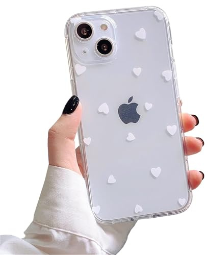 Einaily Hülle für iPhone 14 Handyhülle Case Crystal Clear Mode Herz Chic Muster Ultra Dünn Transparent TPU Silikon Bumper Stoßfest Kratzfest Schutzhülle für iPhone 14 Slim Cover