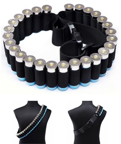 Aililong Patronengürtel 12GA-Klopfer Gürtel 27-Loch-Schnapsgürtel 130 cm Nylon Bullet Belt mit Quick Release Design für Jagd und CS-Spiele
