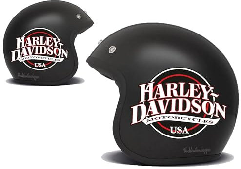 2 Adesivi Stickers Worldcustom compatibili con Harley Davidson Casco Serbatoio Moto Custom USA (Arancione)