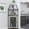 dainslef Eck-Weinbarregal Schrank mit abnehmbarem Weinregal, Barschrank mit Glashalter, kleinem Sideboard und Buffetschrank mit Netztür (Grau)