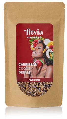 fitvia Früchtetee Carribean Cocos Dream – loser Tee mit Mango & Kokos, echte Fruchtstücke, ohne Zuckerzusatz, für bis zu 34 Tassen, Made in Germany