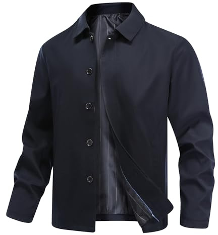 Allthemen Blouson Homme Mi-saison Vest Boutonné Jacket Léger Coupe-Vent | Col Revers,Voyage d'Affaires,Bomber Couleur Uni,Moto Casual,Respirant Confortable,Thin,Version Standard,2 Poches Intérieures