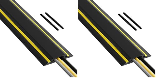 D-Line FC83H Passe Câble Sol, Passage Plancher, Liégeable Goulotte de Sol, Prévient Les Accidents - Cavité du Câble : 30mm (Largeur) x 10mm (Hauteur) - 1,8m Longueur - Noir avec Rayure Jaune