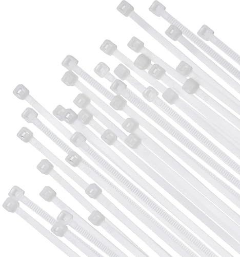Cable Ties,Ties Black,White Nylon Cable Ties (4mm x 300mm) – 250 Pack Heavy Duty 18kg Tensile Strength for Indoor/Outdoor Organizing, DIY & Industrial Use