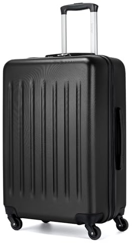 Kono Medium Luggage 24 Check in Lightweight Suitcase ABS+PC Hardshell Travel Trolley case with 4 Spinner Wheels (Black