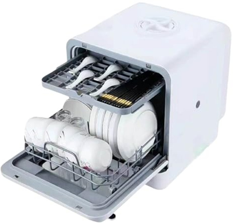 Compact Tabletop Dishwasher with Built-in Water Tank | 5 Place Settings, Dual-Level Rack, Auto Drying for Small Spaces