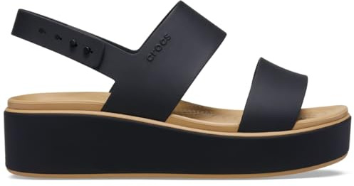 Crocs Womens Brooklyn Low Wedge, Black/Cashew1, 7 Medium