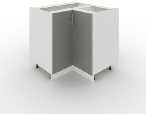 JD Greta Adjustable Kitchen Corner Base Unit - 900mm - Corner Base Cabinet with Doors (No Worktop) - Grey Matt