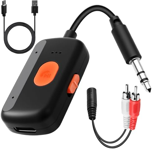 Bluetooth 5.4 Transmitter Receiver 2 in 1 Wireless Aux Bluetooth Adapter 3.5mm Jack for Airpods Headphones Speakers TV PC Car Airplane Gym Office PC Audio Music Dual Connection to 2 Phones