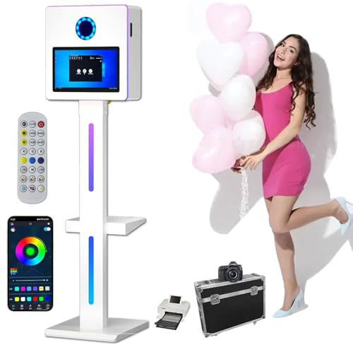 Spiegel-Fotokabine mit 15,6 Zoll Touchscreen, Mini-Drucker, Kamera & Druckpapier, APP/Fernbedienung für Werbung & Events