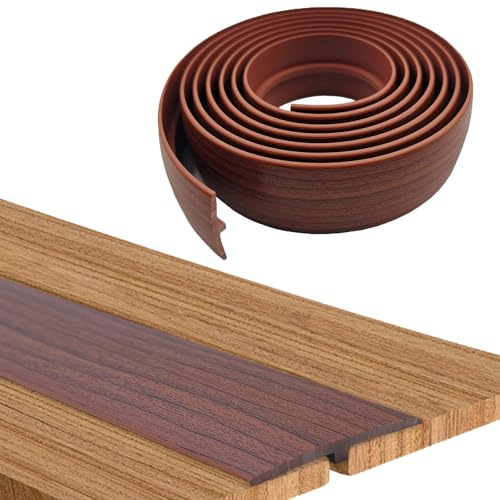 Übergangsprofil Selbstklebend, T-Profil Boden Übergangsleiste, Übergangsschiene Türschwellen Leiste PVC Flache Lückenfüller Spaltabdeckung für Türschwellen und Verbindungsböden (Nussbaum, 5CM x 3M)