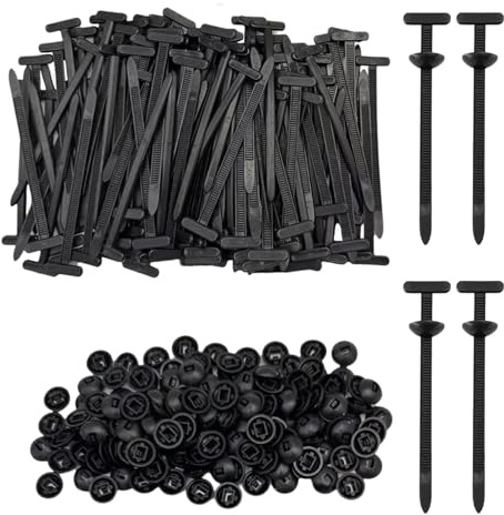 100Pcs Nylon Universal Cable Tie Buckle,Zip Ties Heavy Duty Self-Locking Nylon Holder, Automotive Zipper Clips,Zippered Trim Clip Auto Parts,Button Ziptie Bumper Retainer Fender Liner Fastener(Black)