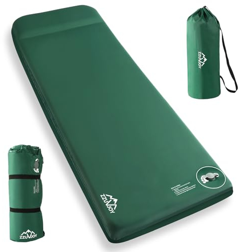 Zzuvjoy Memory Sleeping Pad, 3.1 Ultra-Thick Foam Sleeping Mats for Camping, 9.5 R-Value Insulated Self Inflating Sleeping Pad with Pillow, Camping Mattress Pad for Car Travel Tent