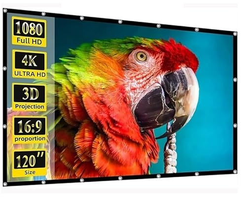 Projector Screen, Projector Screen 250 inch Portable Foldable Soft High Density White Wrinkle-Free