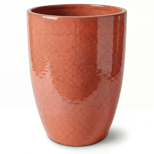 MAZARIN Keramik Blumentopf Altrosa, Größe: L, 38x50 cm, frostbeständig, handgefertigt, mediterraner Übertopf für Garten Balkon Outdoor, groß, robust, stilvoll, für Innen und Außen geeignet