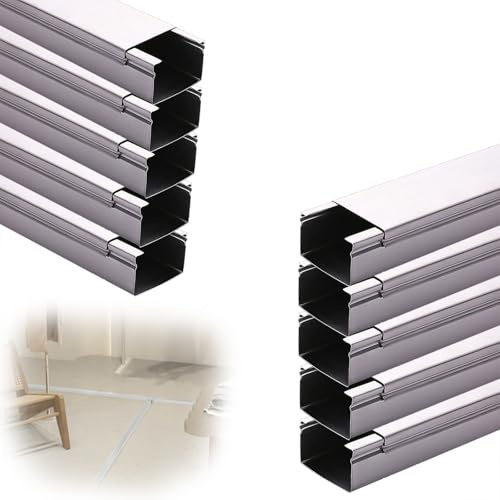Stainless Steel Cable Raceway, Cable Shield Floor Cord Cover For Outdoor Yards/warehouses/apartments, Cables Hider Cord Covers For Wires On Wall(L 120cm x W 10cm x H 5cm)