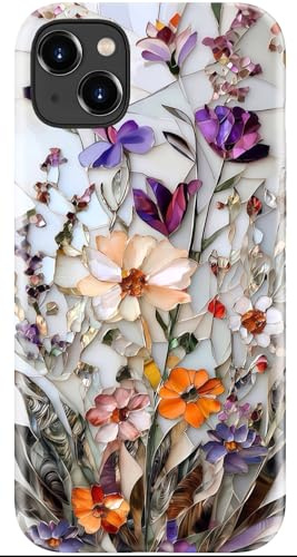 ESDOT für iPhone 15 Plus Hülle, Süßes Blumenmuster, Kabelloses Laden | Zweischichtige Hartschale mit Silikonhülle – Ästhetische Y2K-Schutzhülle mit Blumenmuster für Damen und Mädchen