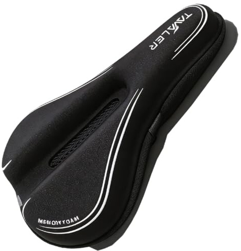 Tavaler Fahrradsattel Überzug Memory-Schaum Ergonomischer Gel Sattelbezug | Atmungsaktivem Fahrrad Sitzpolster Rutschfest und Verstellbarer Design mit Regenschutz Fahrrad Sattelbezug für Damen Herren