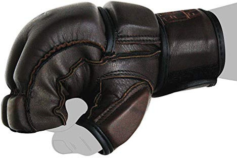 Legend MMA Handschuhe professionelle hochwertige Qualität echtes Leder Boxhandschuhe Sandsack Training Grappling Sparring Kickbox Freefight Kampfsport BJJ Gloves FOX-FIGHT braun, XL