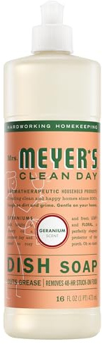 MRS. MEYER'S CLEAN DAY Liquid Dish Soap, Geranium, 16 Fl. Oz