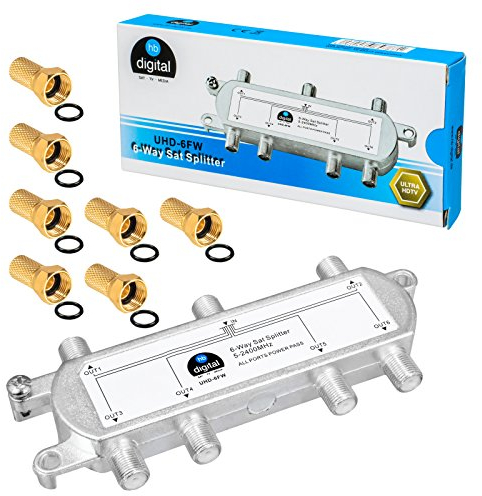 Amplificateur de signal satellite - Kit diviseur HB-DIGITAL avec fiches F plaquées or.