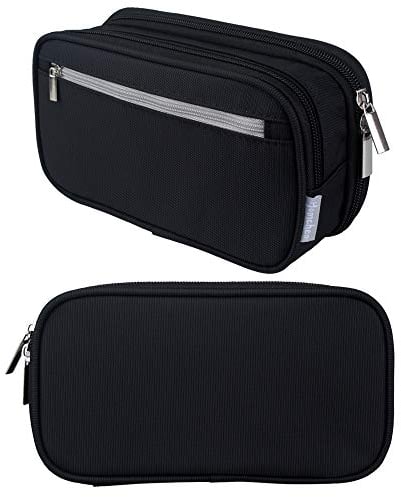 YONZONE Pencil Case Large Capacity Pencil Cases Big Pencil Bag Pen Pouch Holder for Boys Girls Teenage, 3 Compartments Stationery Office School Supplies High Storage Organiser Makeup Bag Adult, Black