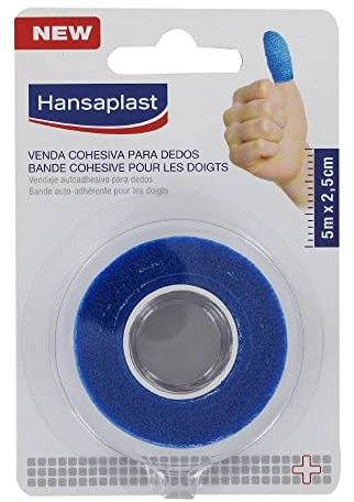 Hansaplast Venda cohesiva para dedos, venda autoadhesiva resistente al agua para botiquín, se rasga con la mano, transpirable, 5 m x 2,5 m