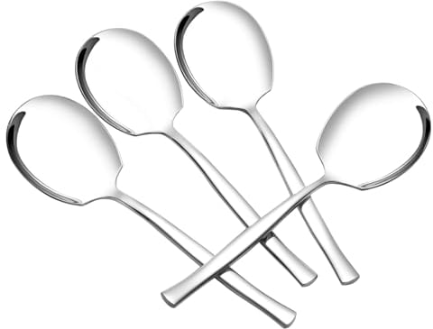 Lesbye Set of 6 Stainless Steel Serving Spoons Set, Large Serving Spoon for Buffet Can Banquet Cooking