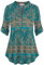 Ninedaily Damen 3/4 Ärmel Plaid Shirts Reißverschluss Floral Casual Tunika Bluse Tops, Aquabeige, XX-Large