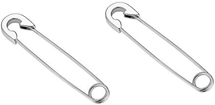 Flongo Damen Ohrringe Herren Ohrstecker mit hängendem Pin Sicherheitsnadel Anhänger aus Edelstahl Gestüt Stecker Huggie Ohrhänger Creolen Silber Gotik Punk Frauen Männer