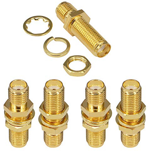 BOOBRIE SMA Socket Connector Panel Chassis Mount SMA Female to Female Bulkhead Extendable Antenna Jack Adapter for Antennas Wireless LAN Devices Coaxial Cable Pack of 5