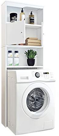 mymai Badschrank Waschmaschinenschrank Waschmaschinen Überbauschrank Badregal mit 2 Türen Badezimmer Badezimmerregal Hochschrank weiß 178 cm HWS01-WEI