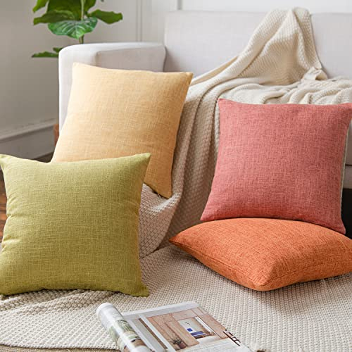 Neelvin Pack von 4, Leinen Solid Color Wurf Kissenbezüge Bauernhaus Kissenbezüge Kissenbezüge Kissenbezug für Sofa Couch