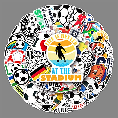 LYLSDSB Fußball Aufkleber 50 Stück Vinyl wasserdichte Sticker für Auto Fahrrad Laptop Wasserflasche Handy Computer Skateboard Gepäck,Sport Football Aufkleber für Kinder Jugendliche Jungen