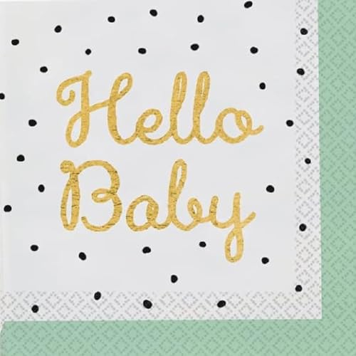 Amscan 9913152 - Servietten Hello Baby - 16 Stk. - 33 x 33 cm