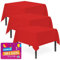 SOL 3pk Red Table Cover 121x121cm Party Table Cloth Plastic Disposable Tablecloths for Parties - Elegant Durable Design - Perfect for Weddings, Birthdays, Buffets, Indoor & Outdoor Events