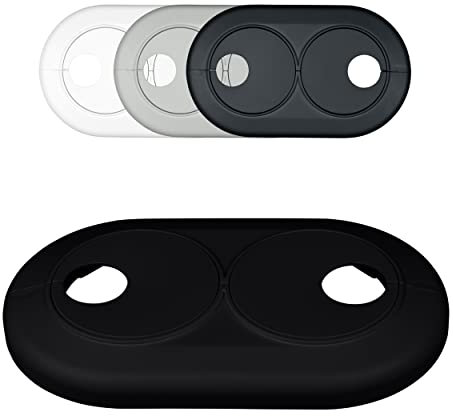 3 STÜCK Doppel Heizungsrohr Rosetten, Rohrabstand variabel, Farben und Größen, Rohrabdeckung, Verkleidung, Heizkörper Rosetten, Abdeckungen Heizungsrohr (16mm, Tiefschwarz RAL 9005)