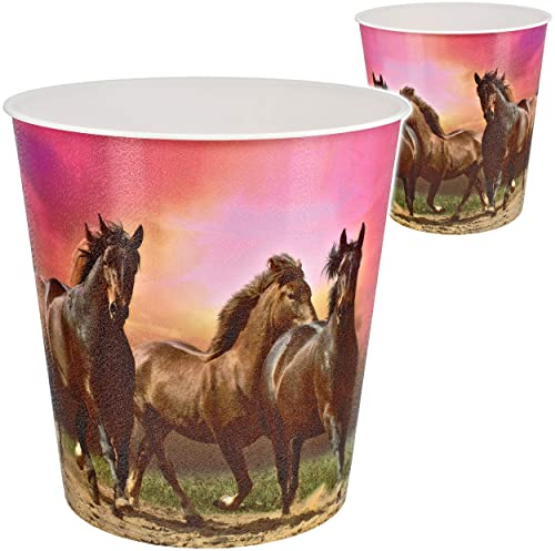 Papierkorb/Behälter Pferde - Wildpferd 10 Liter - wasserdicht - aus Kunststoff - 27 cm - Spielzeugkorb/Popcornschüssel/großer Mülleimer Eimer - auch..