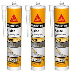 Lot de 3 mastics colles SIKA Sikaflex 143 Rapide - Blanc - 290ml