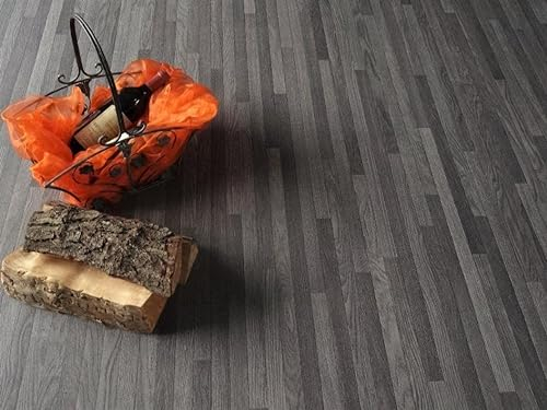PVC Bodenbelag Vinylboden in schmalem Holz Design, grau, Zuschnitt (2m breit, 4m lang)