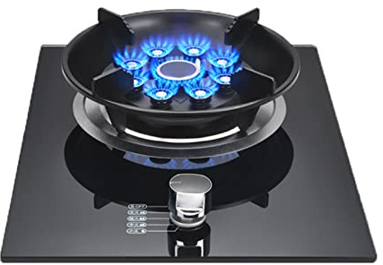 CHALKE Cocina A Gas 1 Quemador, 5.2KW Quemador Wok De 9 Cavidades con Protección contra Llamas, Estufa De Camping Independiente De Vidrio Templado, Fácil De Limpiar (Size : NG)