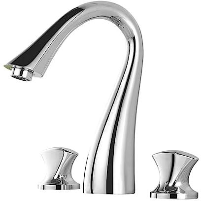 Chrome Mitigeur Lavabo 3 Trous, Robinet Lavabo 3 Trous Laiton Eau Froide et Chaude Robinet de Lavabo