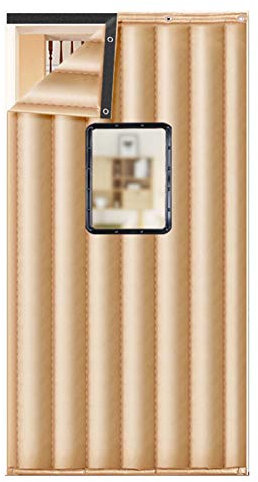 PASPRT Tenda per Porta in Cotone Addensato 30x80, con Finestra Trasparente e Porta termoisolata, per Ingresso Portico, Porta Camera da Letto. (D 36)
