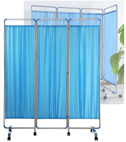 YCOVSFP Rollbarer Medizinischer Sichtschutz Mit 3 Paneelen Und Rollen, 1,8 M Hoch, Faltbarer Raumteiler, Temporärer Zaun for Klinik/Patienten/Untersuchungsraum