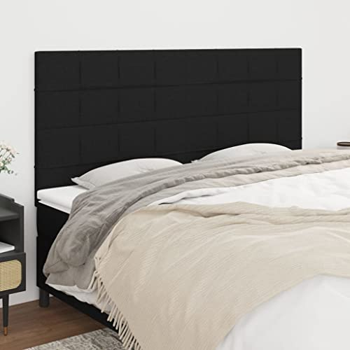 CKioict Betthaupt Wandkissen Bett Bettkopfteil Schlafzimmer Kopfteile 4 STK. Schwarz 90x5x78/88 cm StoffGeeignet für Schlafzimmer, Gästezimmer, Schlafsaal