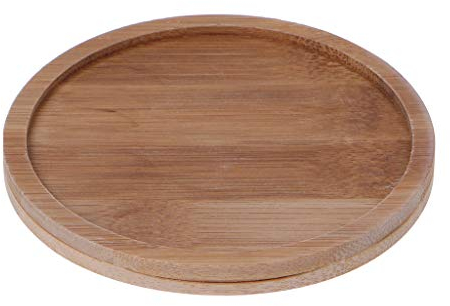 Soucoupe ronde en bois de bambou - Mini pot de fleurs - Plateau rond en bambou pour plantes grasses - Soucoupe ronde en bambou - Soucoupe ronde pour plantes - Plateau de pot de fleurs rond - Pot de
