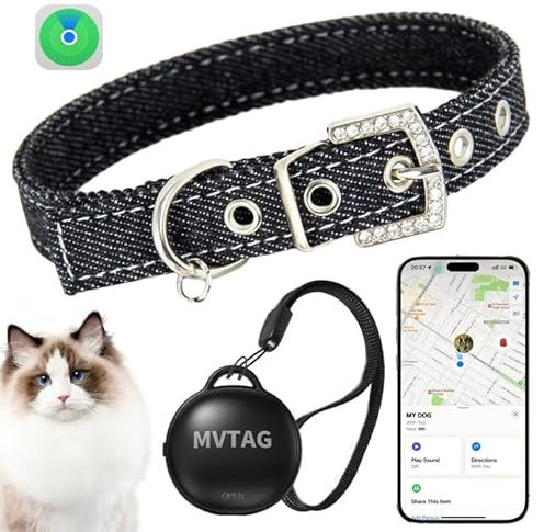 Aoikoy Collar GPS Gatos, Resistente al Agua IP67, Sin Cuota de Suscripción, Tamaño Ajustable para Gatos de Todos los Tamaños, Solo Compatible con iOS