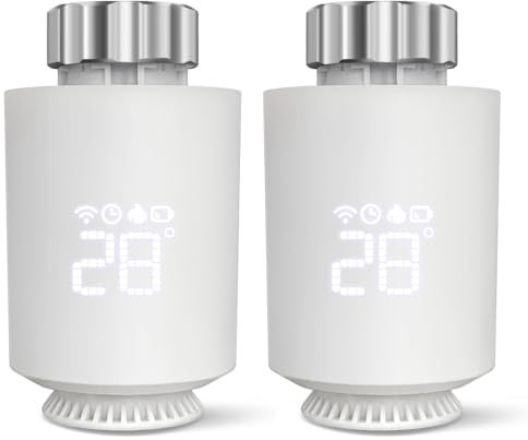 Smarte Heizkörperthermostat, Smart Heating Thermostat mit App-Funktion, Programmierbar, Sprachsteuerung,kompatibel mit Amazon Alexa/Home Assistant/ZigBee (2 Stück)