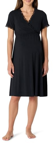 Amazon Essentials Women's Soft Modal Maternity Nightdress Nursing Labour Gown, Black, XL