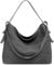 Caspar große Vintage Leder Schultertasche lässige Damen Handtasche aus Wildleder mit Reißverschluss - PREMIUM LINE - Modell No.816 - Made in Italy, Farbe:dunkelgrau
